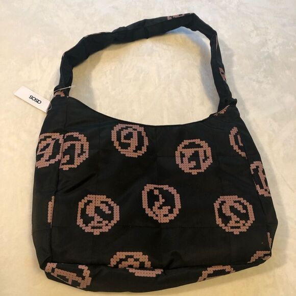 New with tag ASOS DESIGN reversible shoulder bag with pink print, 14”x10” - Picture 2 of 7